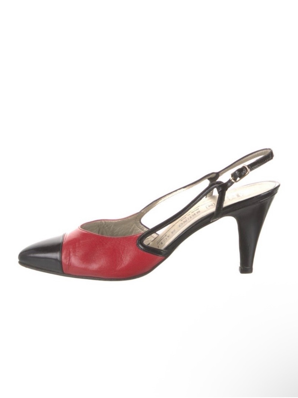Vintage Bruno Magli Red and Black Slingback Heel Women's Pump